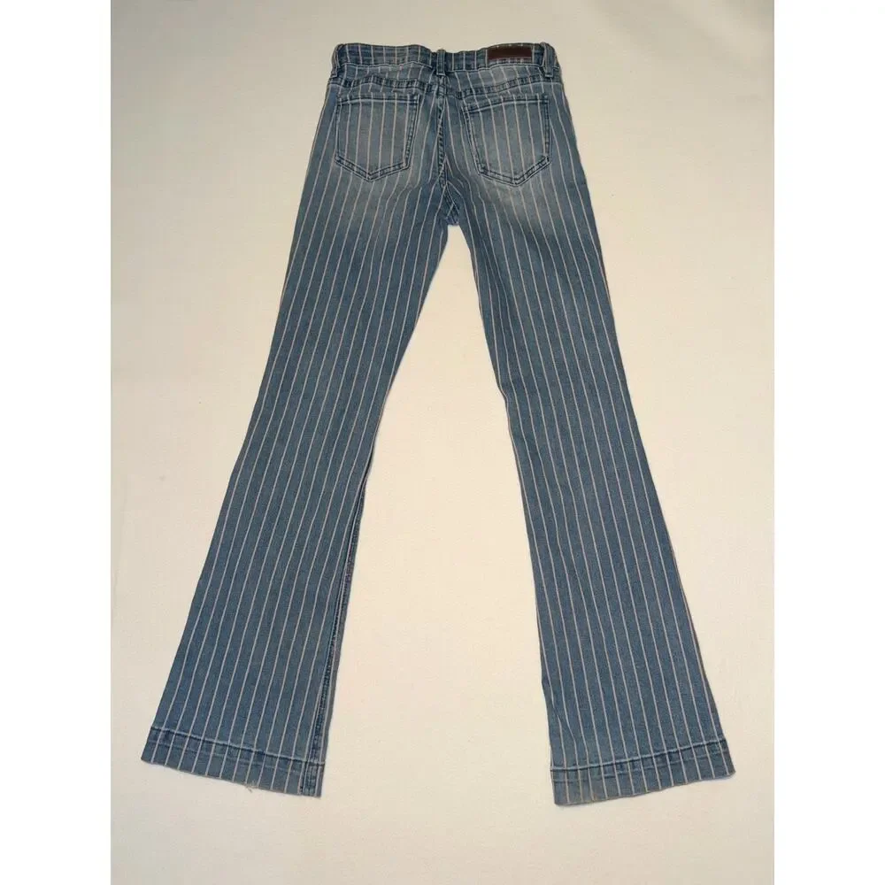 Rock & roll denim girls striped flare trouser with adjustable waistband